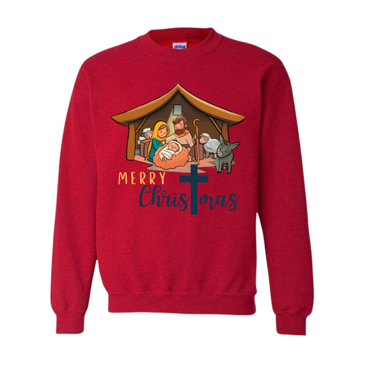 Merry Christmas Manger Adult Sweater