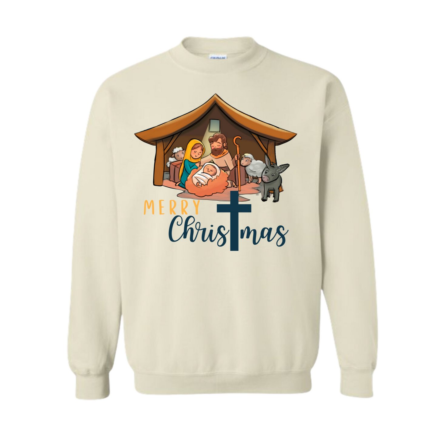 Merry Christmas Manger Adult Sweater