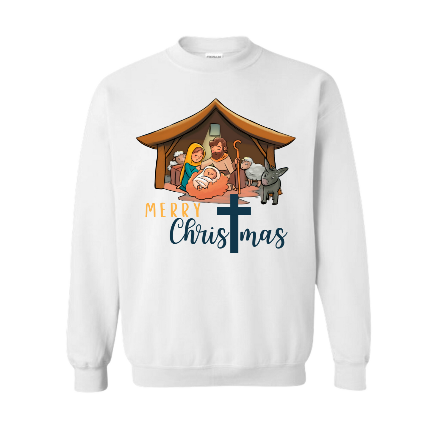 Merry Christmas Manger Adult Sweater