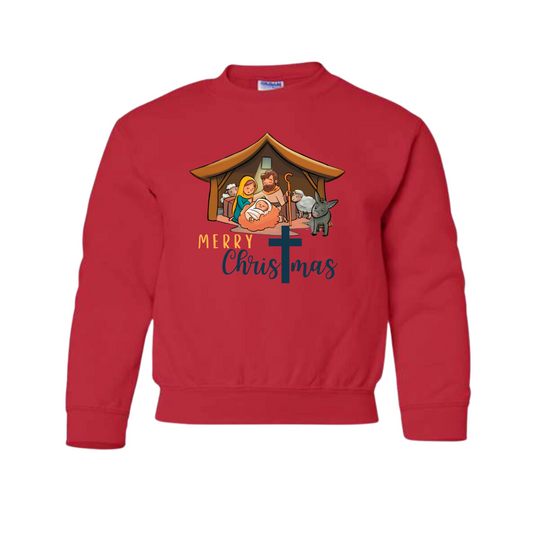 Merry Christmas Manger Youth Sweater