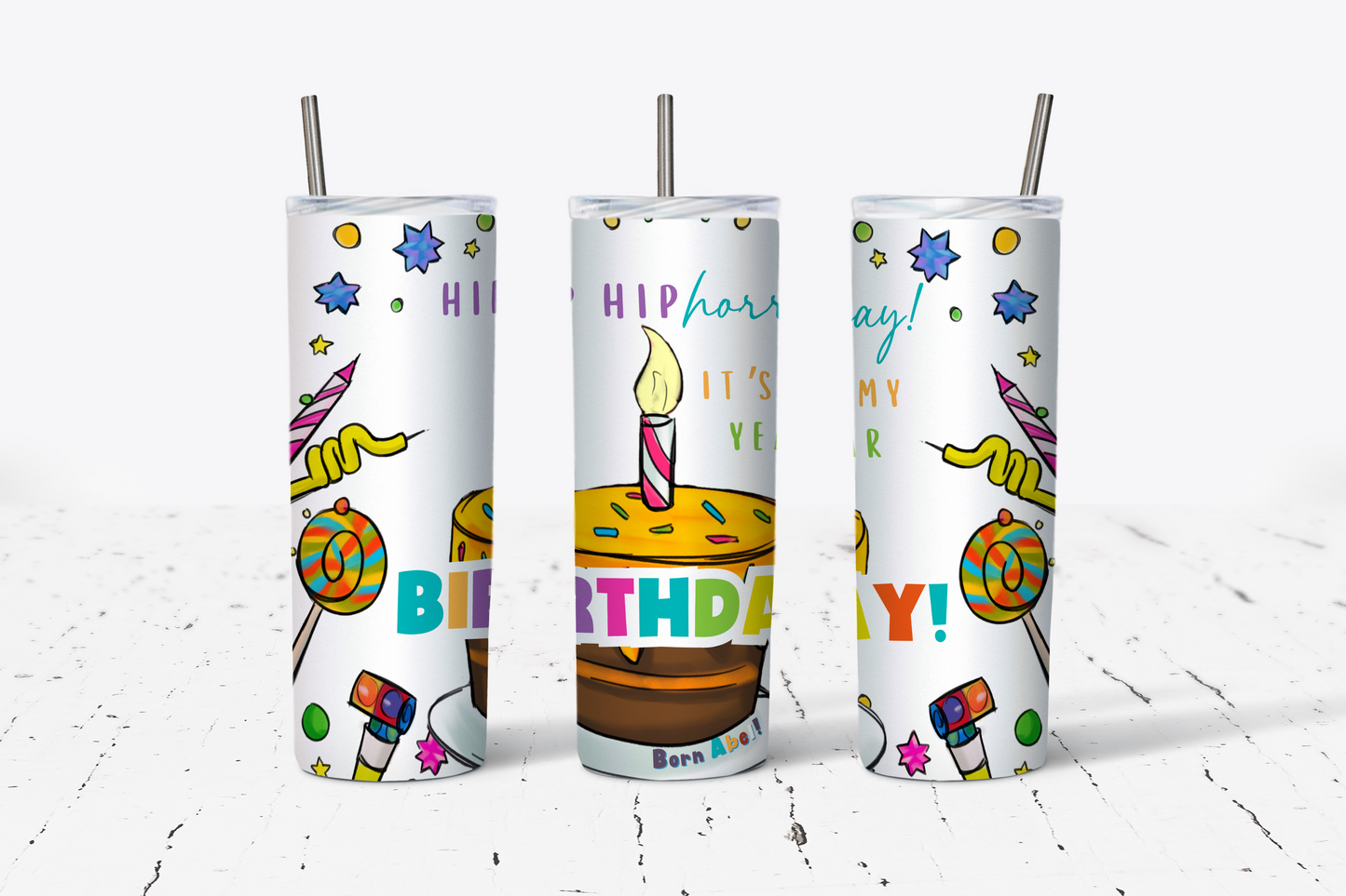 HIP HIP HOORAY BIRTHDAY (YEAR) TUMBLER